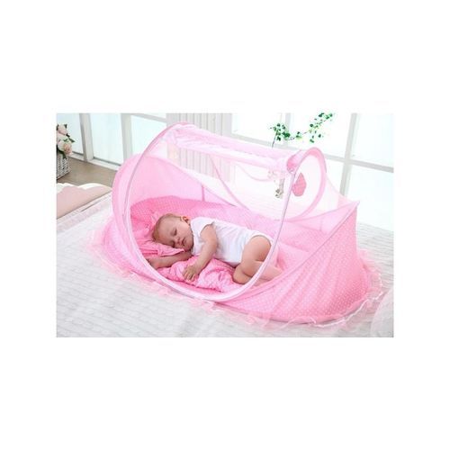 product_image_name-Generic-Berceau Bébé Portable Tente Avec Moustiquaire - Pliable - Rose-3