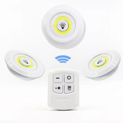 Generic Pack de 3 Lampes LED Sans Fil avec Télécommande – Éclairage Autocollant 3M – Luminosité Réglable et Minuteur
