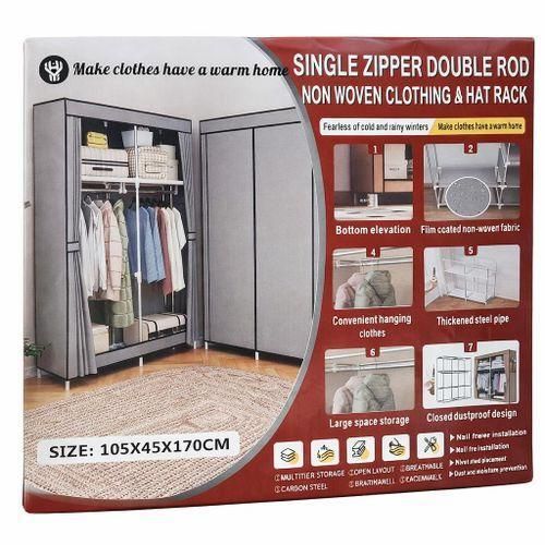Generic Armoire en tissu avec double tringle et fermeture éclair - image 2