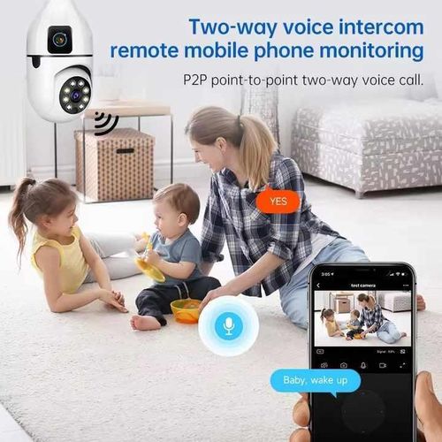 Generic Caméra de sécurité intérieure WiFi 1080P HD à double objectif – Surveillance 360° avec vision nocturne - image 3