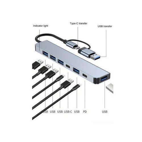 product_image_name-Generic-Adaptateur USB-To-USB 7 en 1 - Argent gris-3