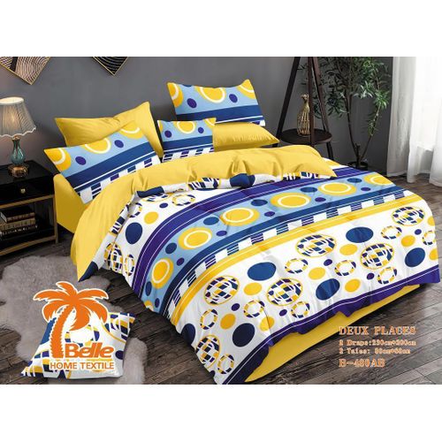 product_image_name-Belle-Lot de 2 Draps et 2 Taies - Confort et Élégance pour Lit 2 places jaune bleu-1