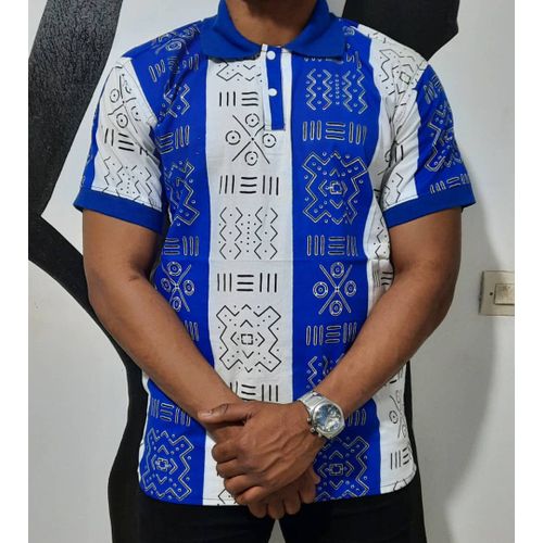Fashion Polo Homme Original Afrique Bleu Blanc Prix pas cher