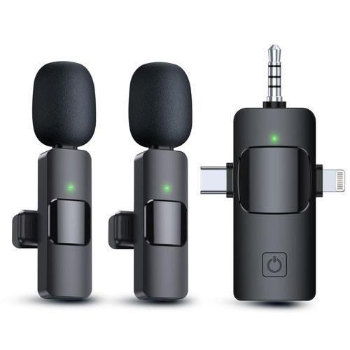 DRASURE Microphone cravate sans fil Type-C pour iPhone, Android et iPad (2 microphones)