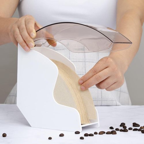 product_image_name-TodyJeyHo-Support de papier filtre à café, boîte de papier filtre à cône avec filtre à café étanche à la poussière support de distributeur de comptoir étanche à la poussière (blanc)-4