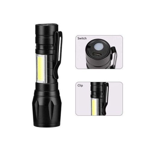 product_image_name-Generic-Torche De Poche Led De XPE + COB Avec L'Agrafe - Noir-2