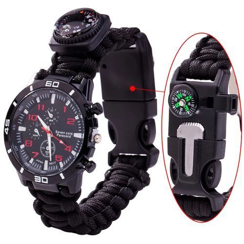 Generic Bracelet De Survie Multifonctionnel Extérieur, Montre Avec Boussole  Et Sifflet - Prix pas cher