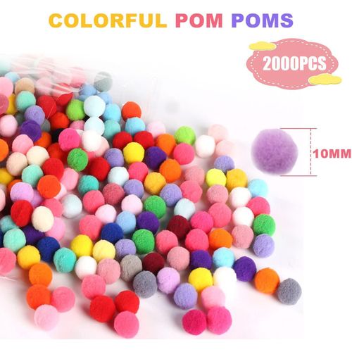 Generic Pompons 2000 Pièces 1CM Craft Petite Pompoms Loisirs Creatifs Multicolores Pompons - image 2