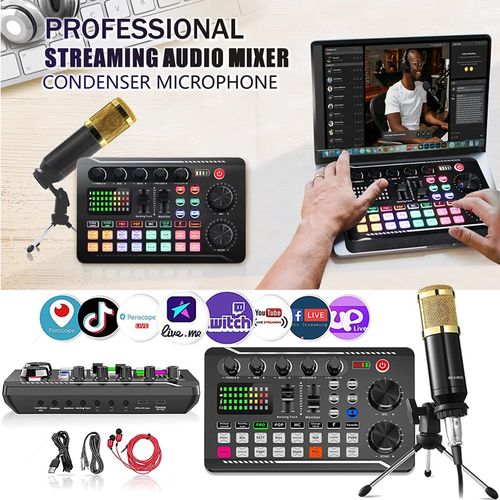 Generic Mélangeur D'interface Audio DJ Professionnel, Studio De Production  De Podcast Tout-en-un Portable Avec Microphone XLR - Prix pas cher