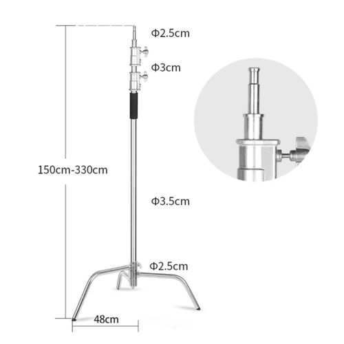 Generic Pied de Studio C-Stand Professionnel en Acier (3,30 m) - image 3