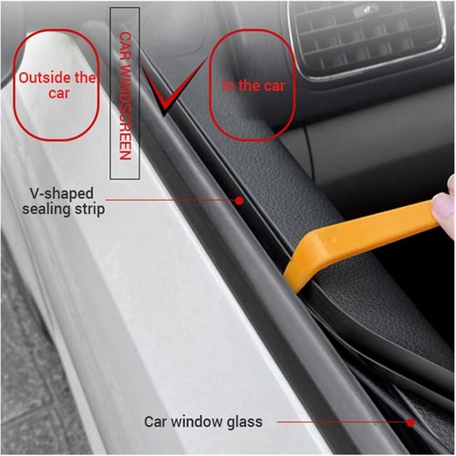 product_image_name-Generic-Moulure de bord décoratif de fenêtre latérale de voiture 4M, bande de c-aoutchouc en forme de V pour la direction du vent - Noir-4