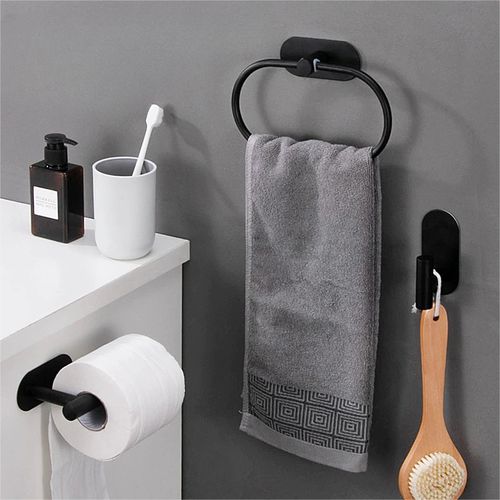 Porte-rouleau De Cuisine Bontiady Sans Perçage - Noir Ou Blanc - Fixation Sous Placard - Gain De Place