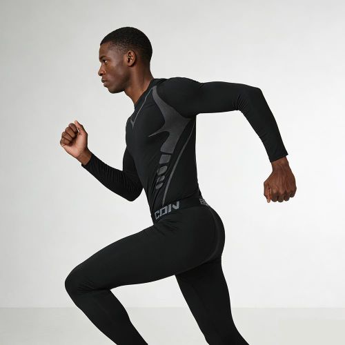product_image_name-VEOUNDK-2 en 1 Tenue Sportive Homme Manches Longues Séchage Rapide Respirant Élastique Coupe Slim - Noir-5