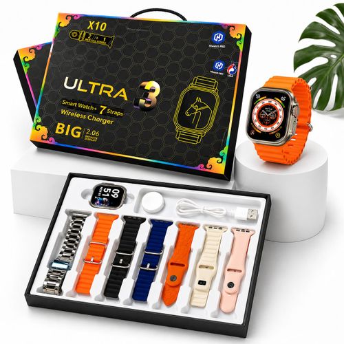 Generic  Montre Connectée Ultra 3 + 7 Bracelets Interchangeables + Chargeur Sans Fil - image 2