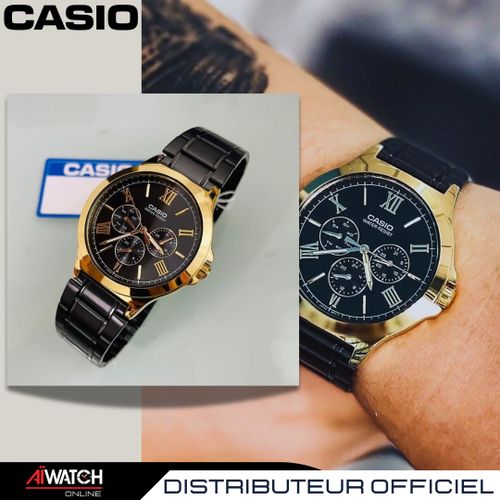 Casio Montre Homme MTP V300GB 1AUDF Noir Or Prix pas cher