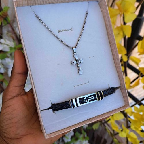 product_image_name-Fashion-Bijoux bracelet jésus Homme agenté chaîne croix 3en1 Montre et  homme ensemble bijoux accessoire homme inox luxe mode garçon cadeau Homme coffret cadeau anniversaire homme fête pères Saint Valentin Mariage amour cœur -3