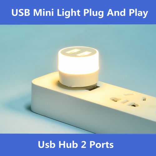 Generic Lampe De Nuit USB Plug-in LED : Éclairage Portable Avec Multiprise USB à 2 Ports - image 6