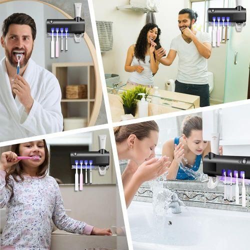 product_image_name-ARHANORY-Distributeur de dentifrice avec presseur, 4 emplacements pour brosses à dents, support de brosse à dents pour salle de bain-4