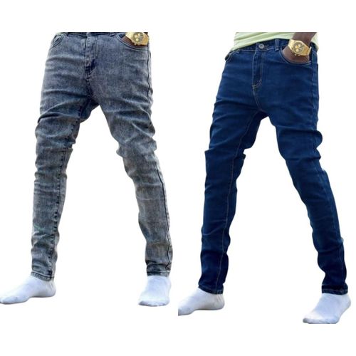 product_image_name-Fashion-Lot de 2 Pantalon Jeans Homme - Bleu Gris-1
