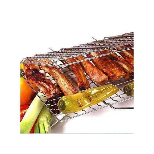 product_image_name-Generic-Panier à Grillades N Acier Inoxydable De Qualité Supérieure Avec Poignée En Bois – Idéal Pour Le Poisson, Les Légumes, Les Steaks, Les Crevettes-4