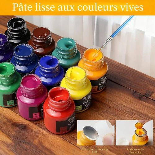 Generic Peinture textile permanente 25mlx 12 couleurs - image 2