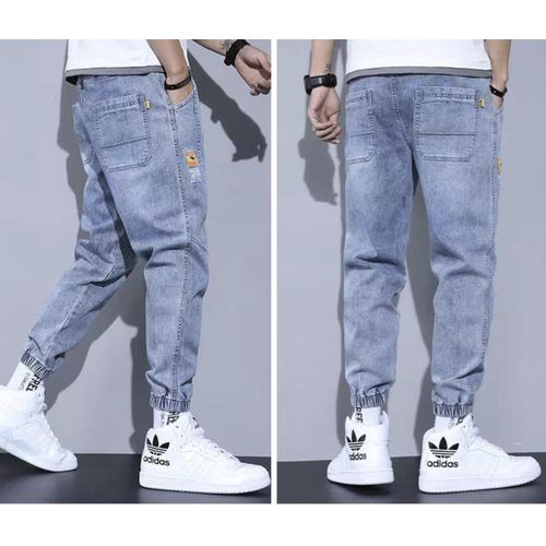 product_image_name-TOUPHY-Jean Joggers pour Hommes en Denim à Haute Élasticité avec Perforations - Bleu-3