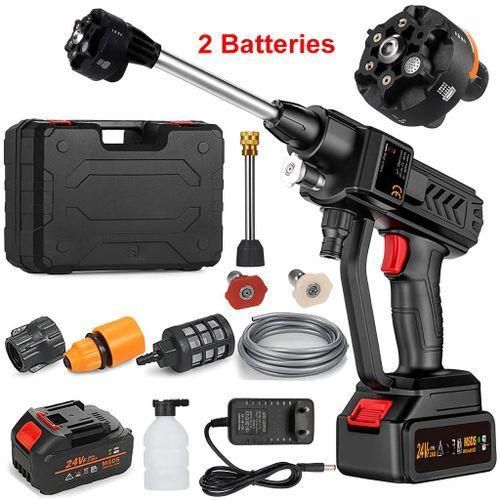 product_image_name-Generic-Nettoyeur Haute Pression Sans Fil 24V - Pack PRO 2 Batteries Lithium - Pistolet de Lavage Portable avec Mallette de Rangement - Buse 6-en-1 et Canon à Mousse - Kit Complet Multi-Usage-1