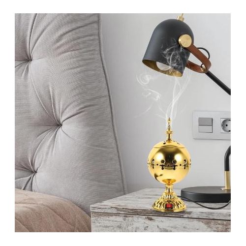 Generic Brûleur d’encens électrique doré – Diffuseur de parfum avec interrupteur