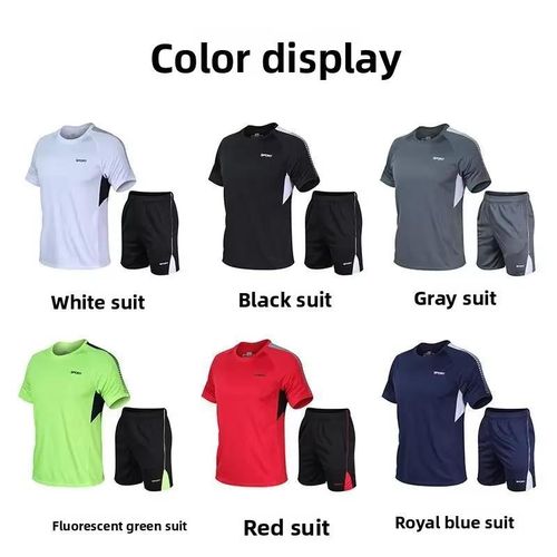 GALUIN Ensemble T-shirt à manches courtes col rond & short 2 en 1 pour hommes - Gris - image 5