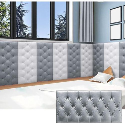 product_image_name-Generic-5pcs gris + 5pcs blanc stickers muraux anti-collision pour décoration douce de chevet, décoration créative de tête de lit douce, épaissie et résistante aux chocs, peut être coupée-1