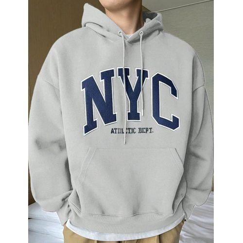 product_image_name-TOUPHY-Sweat à Capuche Homme Pull — Manches Longues Poches Cordon — Gris-1