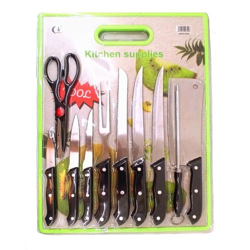 product_image_name-Generic-Lot De 11 Couteaux De Cuisine Ciseau Et Planche A Couper – 11 Pcs-1