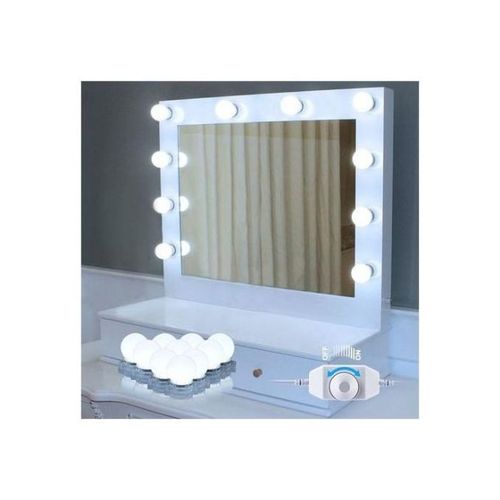 Miroir Maquillage Hollywood pour Coiffeuse, Grand Miroir Lumineux avec 12 Ampoules  LED Réglable, Trois Températures de