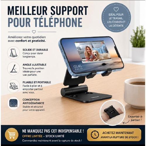 Generic support pliable pour telephone portable et tablettes - Noir - image 4