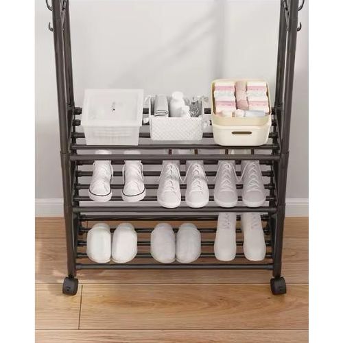 product_image_name-Generic-Portant à Vêtements Multifonction 3-en-1 – Penderie Double Barre, Porte-Sacs & Range-Chaussures 5 Niveaux – Structure Métallique Robuste avec Roulettes – Organisateur Gain de Place pour Entrée et Chambre-2