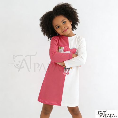 product_image_name-Catpapa-Vente Flash Sans Réappro!4 - 7Y Kid Fille Robe Contrastante Couleur Dessin Animé Imprimé-2