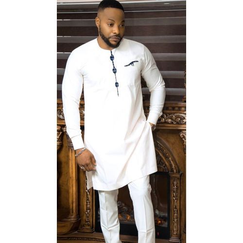 Fashion Ensemble Tunique Homme Manche Longue De Couleur Blanche