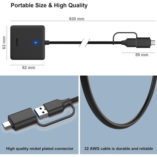 Benfei Lecteur De Carte Mémoire, BENFEI 4 In 1 USB USB-C Vers SD