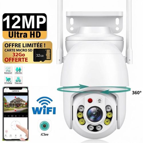 Generic Caméra WiFi Sécurité 360° PTZ – Vision Nocturne & Détection de Mouvement