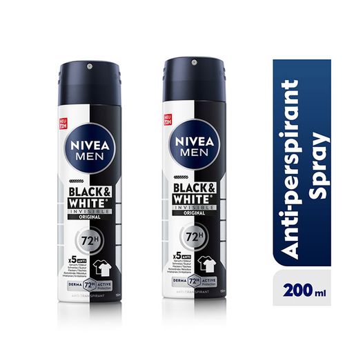 product_image_name-NIVEA MEN-Lot de 2 Déodorant Spray Homme Black & White - 200ml-1