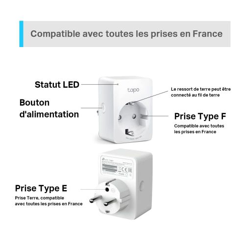 Prise Connectée WiFi TP-Link Tapo, Prise Intelligente compatible