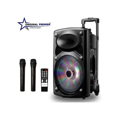 product_image_name-Original Super Power-D-15L Baffle Amplifier + 2 Microphones Bluetooth Portable + 1 Chargeur - Noir     Garantie 12  Mois-1
