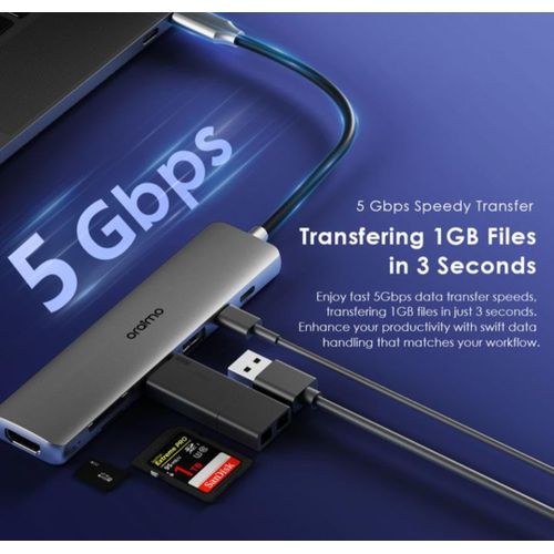 product_image_name-Oraimo-PowerTrans Hub USB-C 7 en 1 Adaptateur multifonctionnel Station d'accueil-7