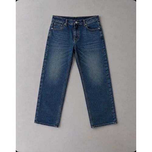 Fashion Jean Droit Bleu Délavé