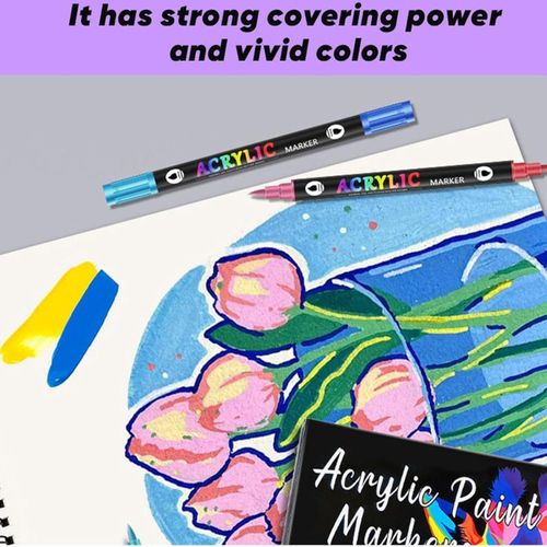 product_image_name-Generic-Ensemble de 12 stylos de peinture acrylique à double pointe (24 couleurs) - Marqueurs acryliques liquides directs, stylos de peinture à double extrémité pour peinture sur roche, bois, verre, céramique, pierre et bricolage-6