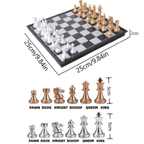 product_image_name-Generic-Ensemble d'échiquier pliable or argent, jeux d'échecs de voyage portables en plastique pour débutants, enfants et adultes pour fêtes-4
