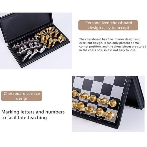 product_image_name-Generic-Ensemble d'échiquier pliable or argent, jeux d'échecs de voyage portables en plastique pour débutants, enfants et adultes pour fêtes-5
