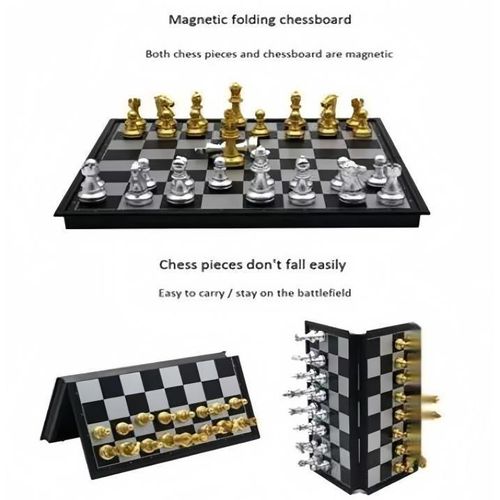product_image_name-Generic-Ensemble d'échiquier pliable or argent, jeux d'échecs de voyage portables en plastique pour débutants, enfants et adultes pour fêtes-6