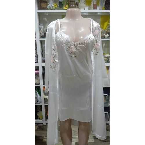 Generic Robe de nuit blanche deux pieces pour femme ensemble Sexy vetements de nuit tenue d interieur longue pyjama Prix pas cher Jumia CI