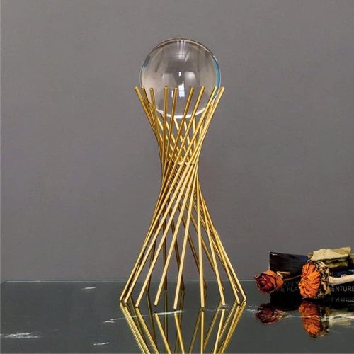Generic Objet d'art moderne, support plaqué or + boule de cristal, décoration d'intérieur. - image 4